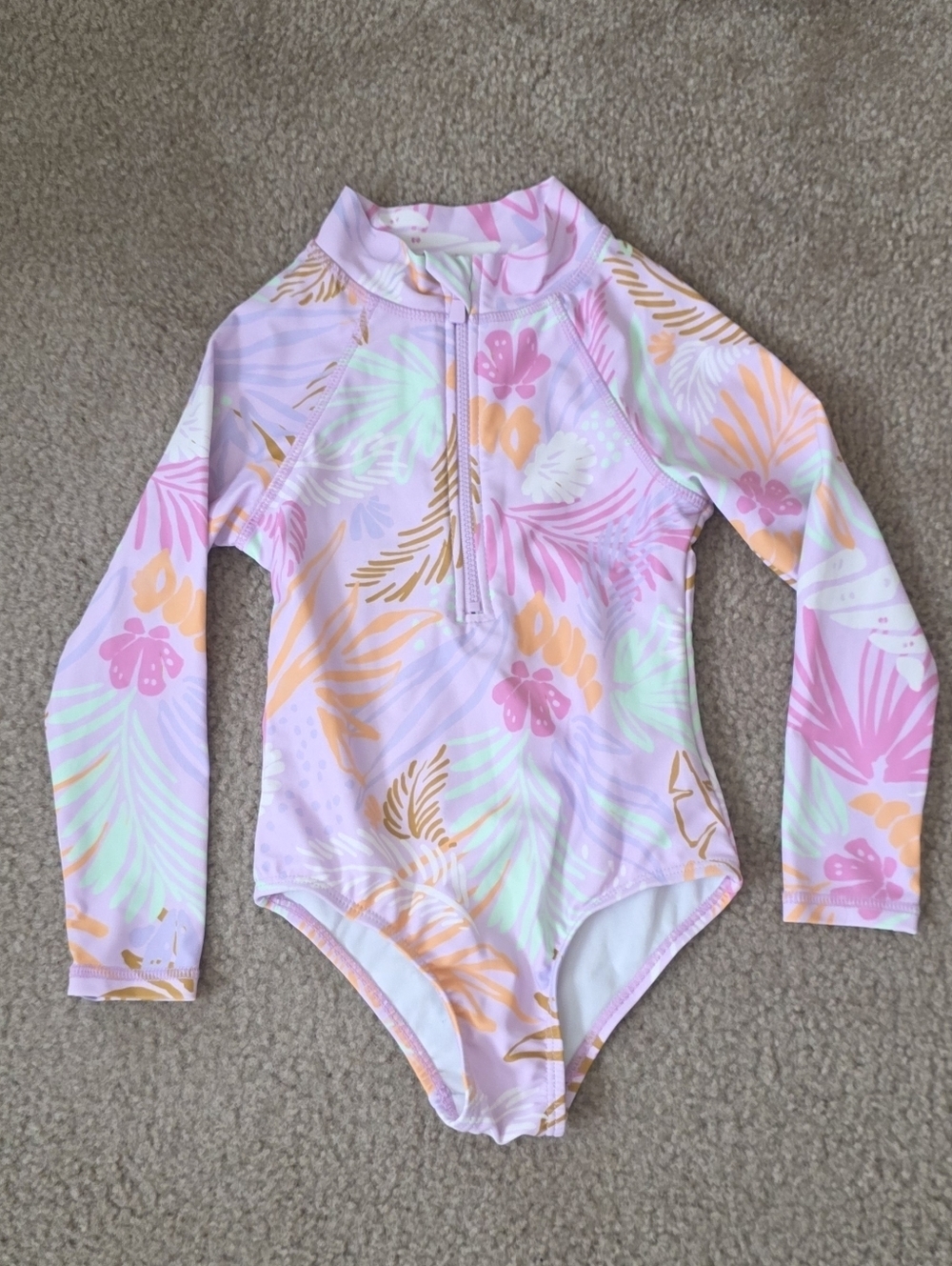 Cotton on Kids Girls Tropical Printed Long Sleeve Rashguard - Size 3